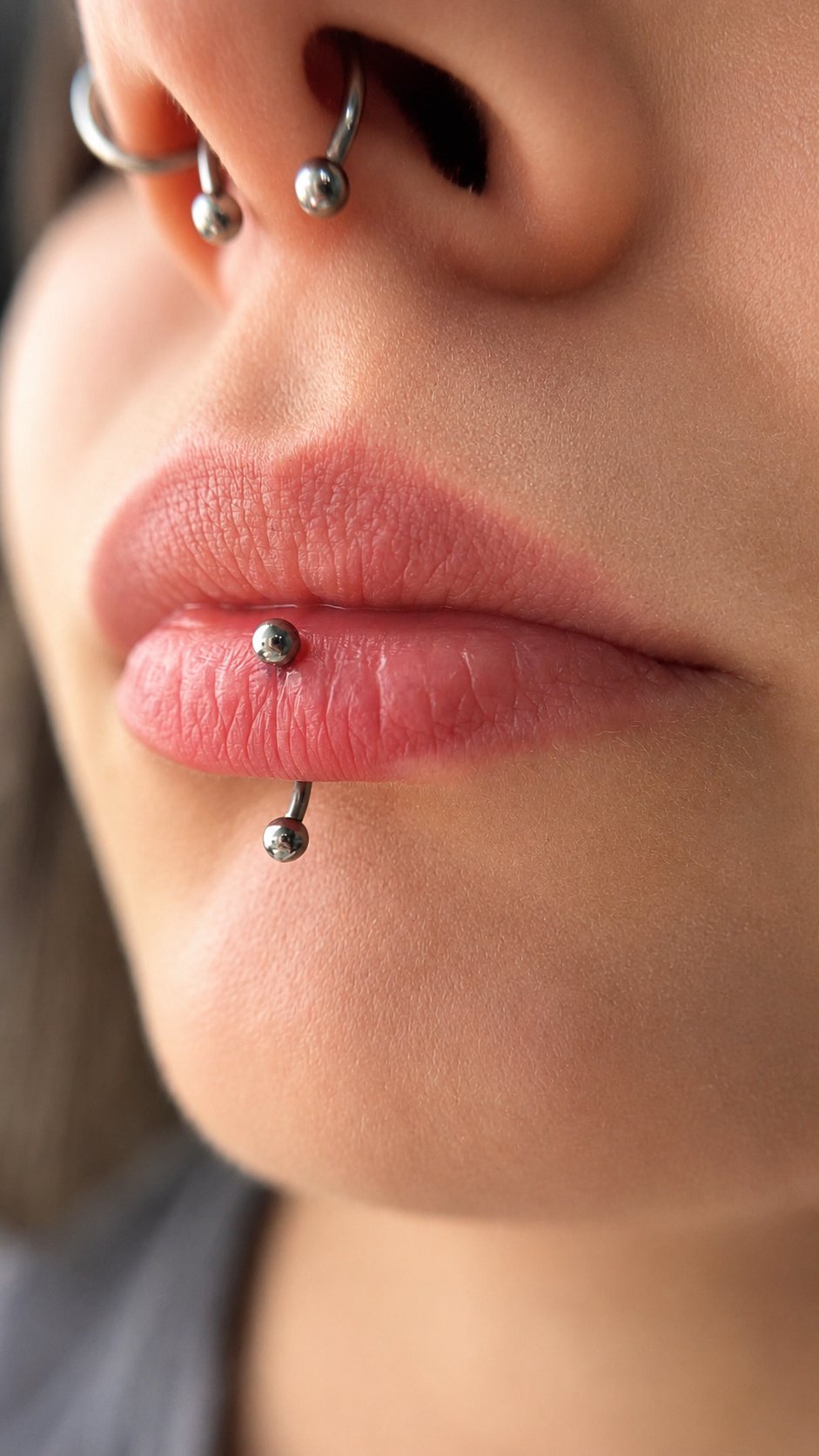 Piercing septum i labret — realizacja